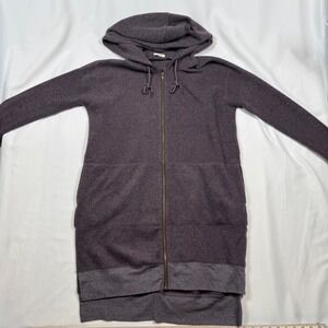 Easel Women's Full Zip Hooded Knit Jacket Dress Long Sleeve Purple Casual